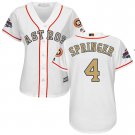 Women Astros #4 George Springer White 2018 Gold Program Jersey