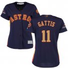 Women Astros #11 Evan Gattis Navy 2018 Gold Program Jersey