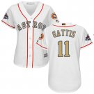 Women Astros #11 Evan Gattis White 2018 Gold Program Jersey