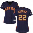 Women Astros #22 Josh Reddick Navy 2018 Gold Program Jersey
