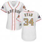 Women Astros #34 Nolan Ryan White 2018 Gold Program Jersey