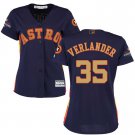 Women Astros #35 Justin Verlander Navy 2018 Gold Program Jersey