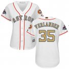 Women Astros #35 Justin Verlander White 2018 Gold Program Jersey