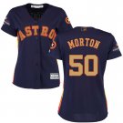 Women Astros #50 Charlie Morton Navy 2018 Gold Program Jersey