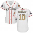 Women Astros 10 Yuli Gurriel White 2018 Gold Program Jersey