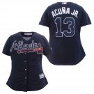 Women Braves 13 Ronald Acuna Jr. Navy Cool Base Jersey