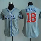 Women Chicago Cubs #18 Ben Zobrist Gray Jersey