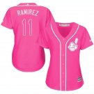Women Cleveland Indians #11 Jose Ramirez Pink Jersey