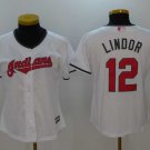 Women Cleveland Indians #12 Francisco Lindor White Mother's Day Jersey