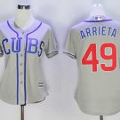 Women Cubs 49 Jake Arrieta Gray Cool Base Jersey