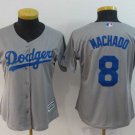 Women Dodgers 8 Manny Machado Gray Cool Base Jersey