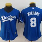 Women Dodgers 8 Manny Machado Royal Cool Base Jersey
