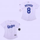 Women Dodgers 8 Manny Machado White Cool Base Jersey