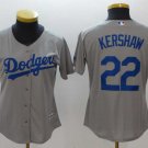 Women Dodgers 22 Clayton Kershaw Gray Cool Base Jersey
