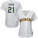 Women Milwaukee Brewers #21 Travis Shaw White Jersey