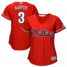 Women Phillies 3 Bryce Harper Scarlet Cool Base Jersey
