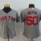 Women Red Sox 50 Mookie Betts Gray Cool Base Jersey