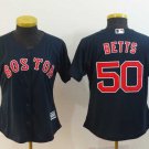 Women Red Sox 50 Mookie Betts Navy Cool Base Jersey