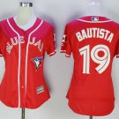 Women Toronto Blue Jays #19 Jose Bautista Red Alternate Jersey