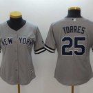 Women Yankees 25 Gleyber Torres Gray Cool Base Jersey
