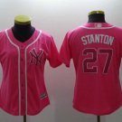Women Yankees 27 Giancarlo Stanton Red Cool Base Jersey