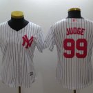 Women Yankees 99 Aaron Judge White Mother's Day Jersey