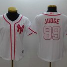 Women Yankees 99 Aaron Judge White Pink Cool Base Jersey