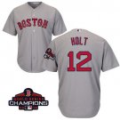 Women's Red Sox Gray #12 Brock Holt 2018 World Series Champions Jersey