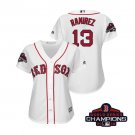 Women's Red Sox White #13 Hanley Ramirez 2018 World Series Champions Jersey