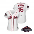 Women's Red Sox White #15 Dustin Pedroia 2018 World Series Champions Jersey