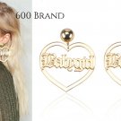 Gold Heart Hoop Bamboo Type Gangsta Girl Earrings