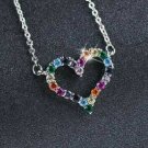Rainbow Diamond Heart Necklace