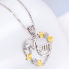 Mother's day Gift Real 925 Sterling Silver heart Crystal CZ Stone Pendant With Chain