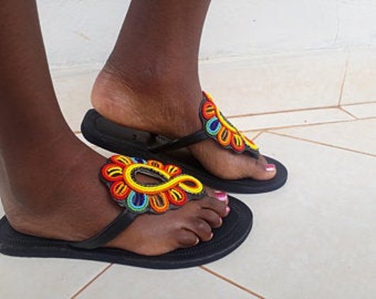 Maasai beaded leather sandals.