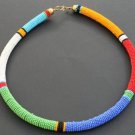 Masai Beaded Choker with Blue, White, Green and Red Beads.