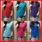 Vneck Short Sleeve Color Stripe Shirt / Women's Clothing / Clothing - CODE 622