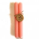 Pink, 8 Inch Hand Rolled Beeswax Candle Sticks