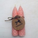 Pink, 4 Inch Tapered Hand Rolled Beeswax Candle Sticks