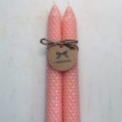 Pink, 8 Inch Tapered Hand Rolled Beeswax Candles
