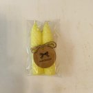 Yellow, 4 Inch Tapered Hand Rolled Beeswax Candle Sticks