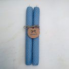 Baby Blue, 8 Inch Hand Rolled Beeswax Candle Sticks