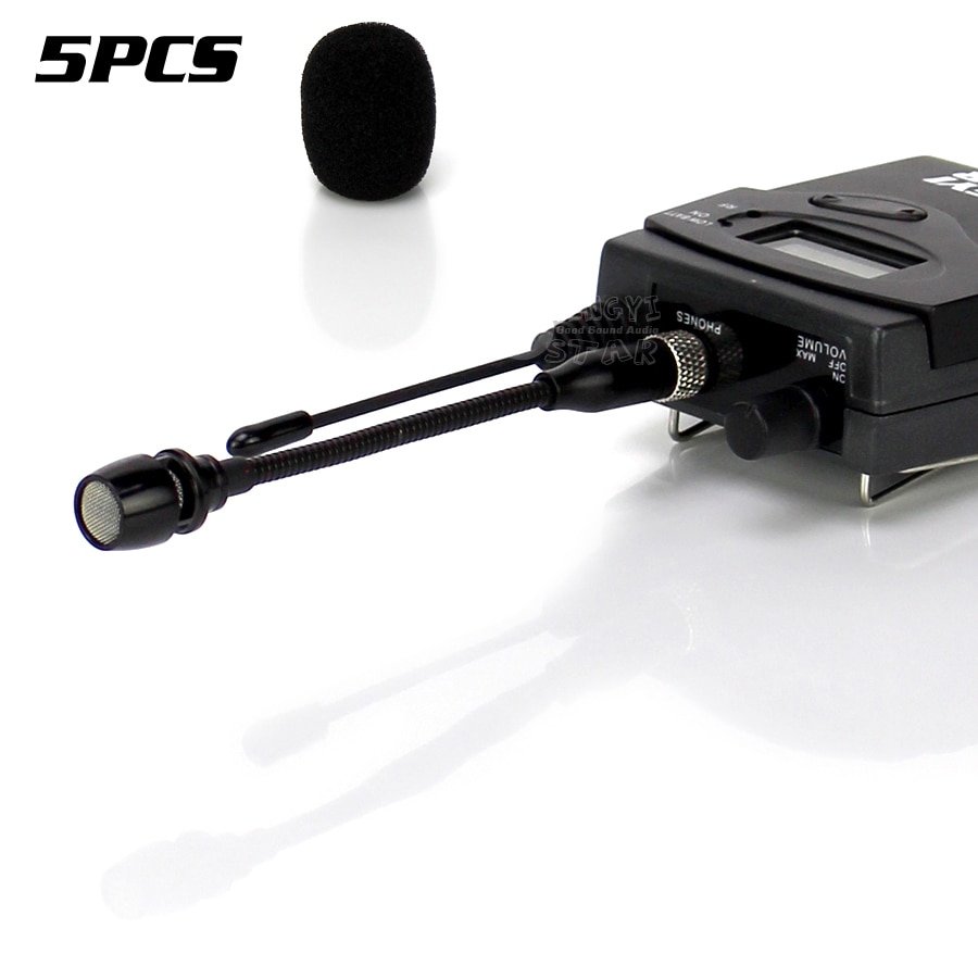 5PCS 3.5mm Jack Stereo Screw Lock Sing Microphone System For Wireless Bodypack Transmitter DSLR Came