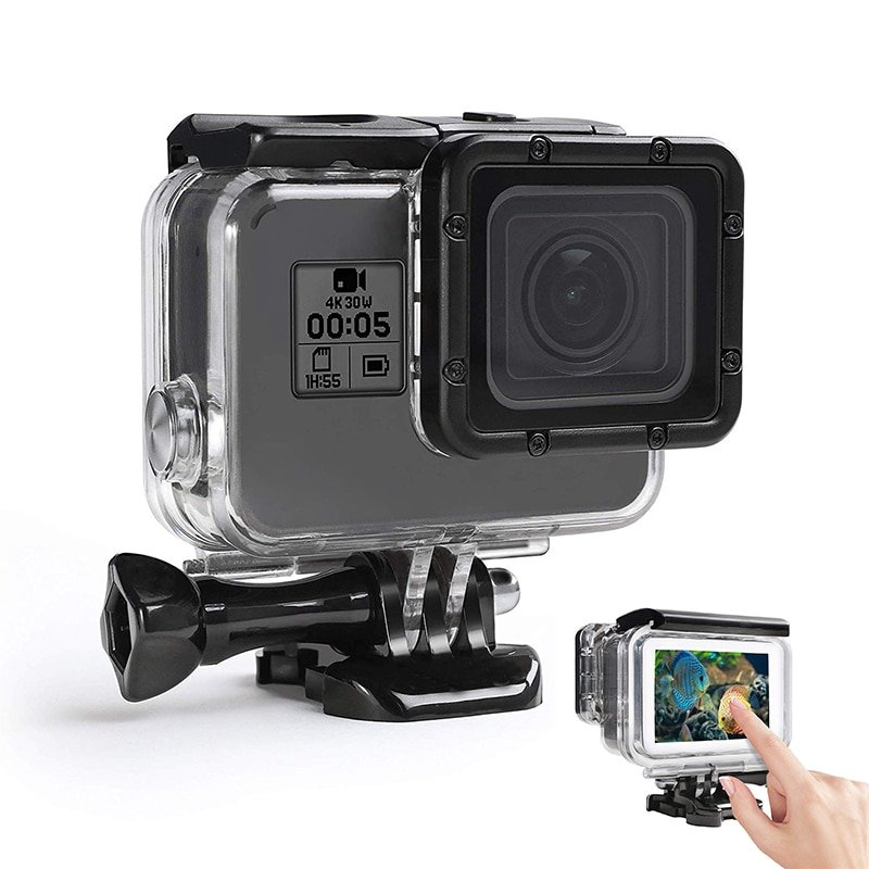 60M/197ft Waterproof Housing Case Touch Screen Back Door For Gopro Hero 7/6/5/(2018) For Go Pro Blac