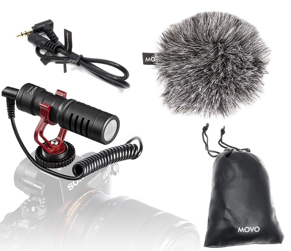 Movo VXR10 Universal Video Microphone with Shock Mount Windscreen for Smartphones Canon EOS/Nikon