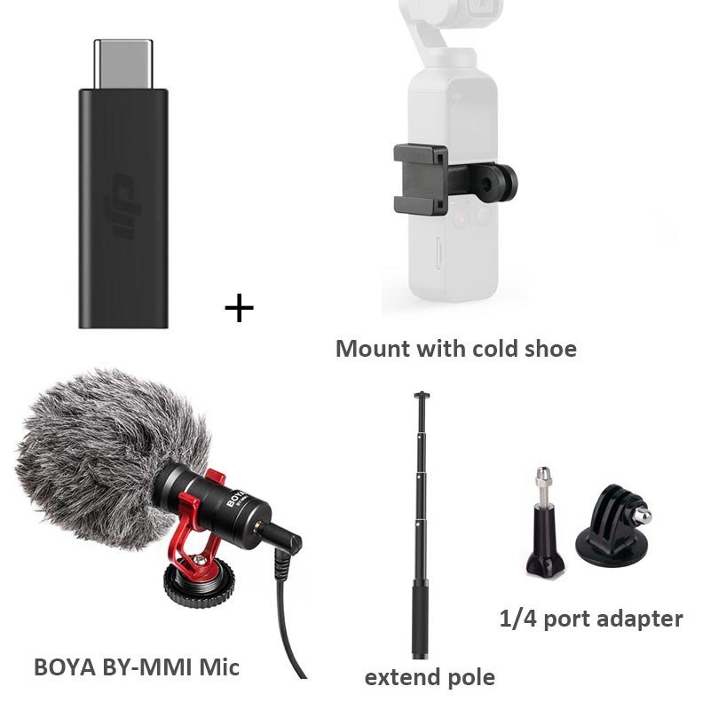 Original Osmo Pocket 3.5mm Adapter Supports external 3.5mm microphone mic mount for DJI Osmo Pocket
