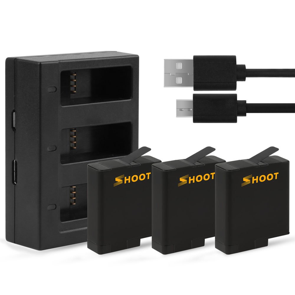 SHOOT AHDBT-501 Battery with Three/Dual Ports USB Charger for GoPro Hero 7 6 5 Black Camera for Go P