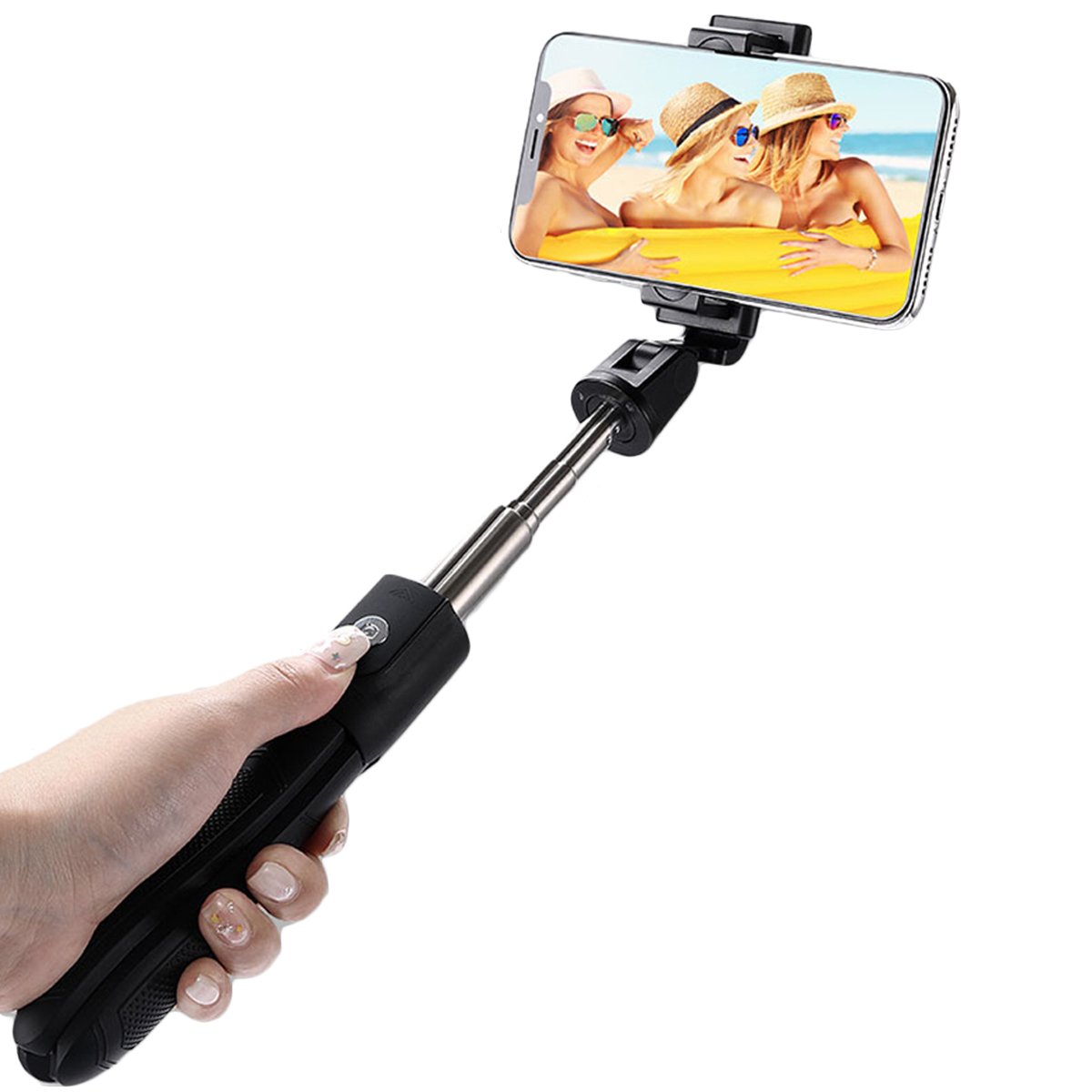 Universal bluetooth4.0 Remote Rotation Wireless Selfie Stick Tripod Portable for Mobile Phone Live B