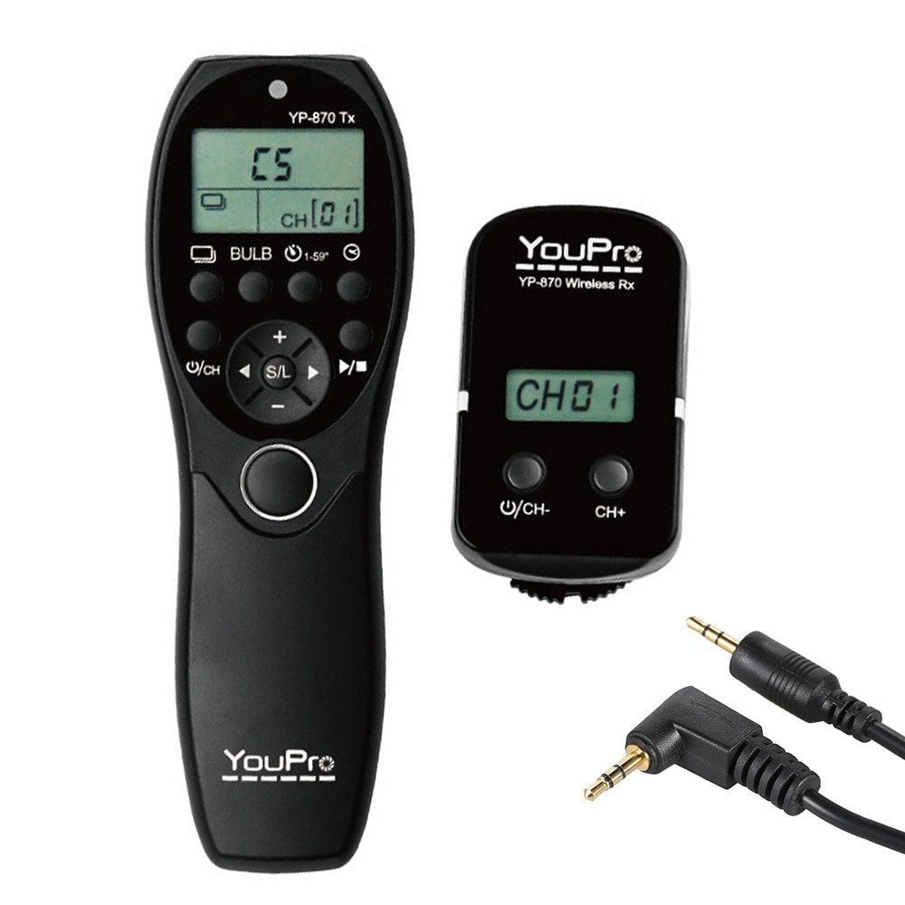 YouPro YP-870 E3 2.4G Wireless Remote Control LCD Timer Shutter Release Transmitter Receiver 32 Chan