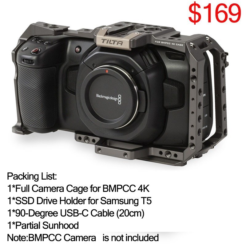 Tilta BMPCC 4K Cage TA-T01-B-G Full Camera Cage SSD Drive Holder Top Handle for BMPCC 4K Camera Basi