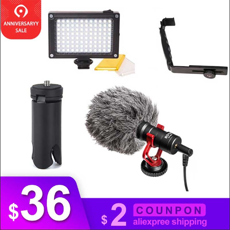DJI Osmo Mobile 2 Video Setup Microphone L Bracket LED video light Mic Stand for Smooth Q Smooth 4 V